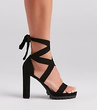 The Name Of Lug Lace-Up Platform Heels