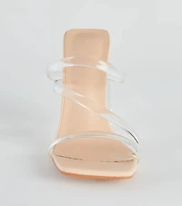 Stay Clear PVC Strappy Lucite Block Heels
