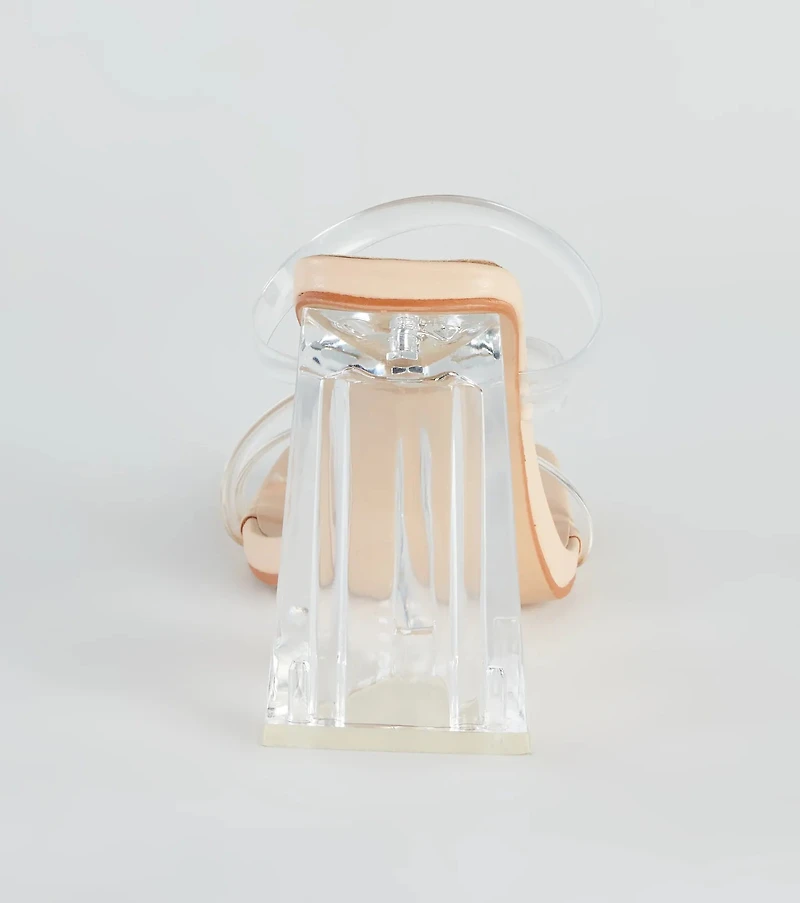 Stay Clear PVC Strappy Lucite Block Heels