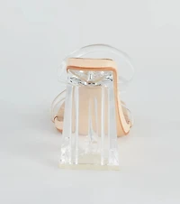Stay Clear PVC Strappy Lucite Block Heels