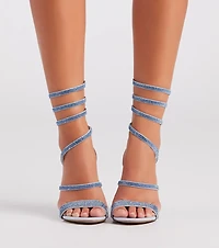 Fancy Gal Rhinestone Spiral Block Heels