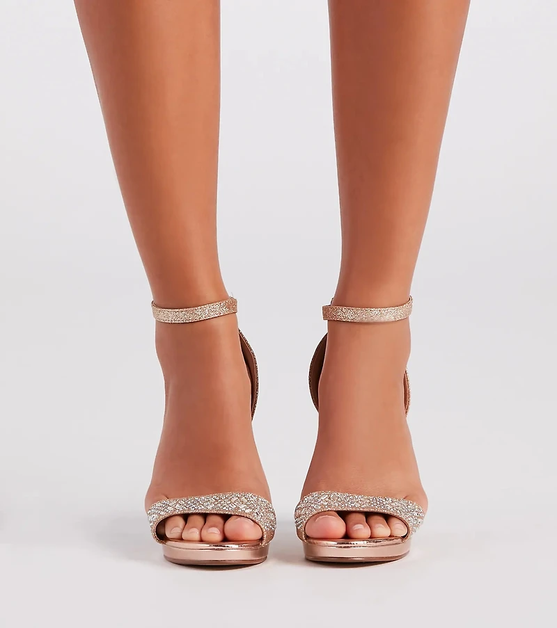 Glam And Gleam Rhinestone Block Heels