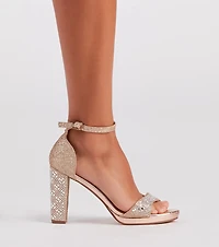 Glam And Gleam Rhinestone Block Heels