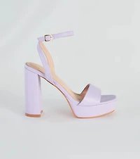 Step Up Faux Leather Platform Block Heels