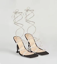 Lace-Up Rhinestone Stiletto Heels