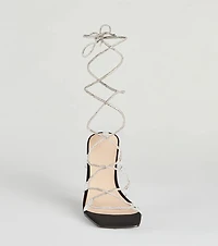Lace-Up Rhinestone Stiletto Heels