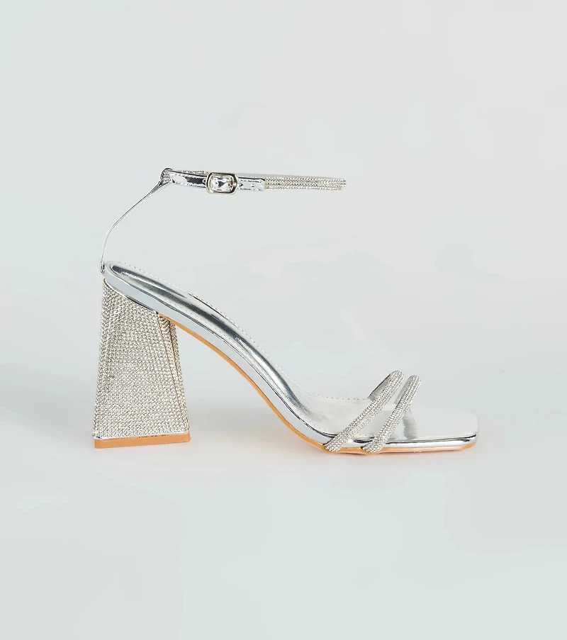 Elevate Your Look Rhinestone Block Heels