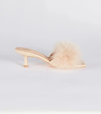 Diva Cutie Marabou Kitten Heel Mules