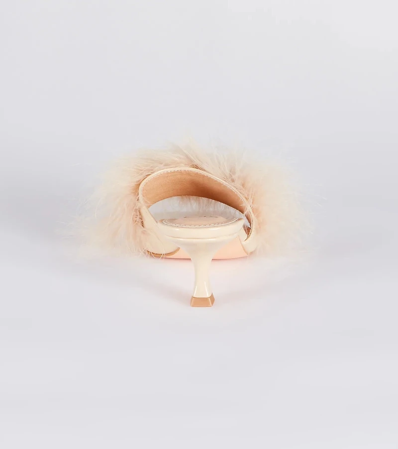 Diva Cutie Marabou Kitten Heel Mules