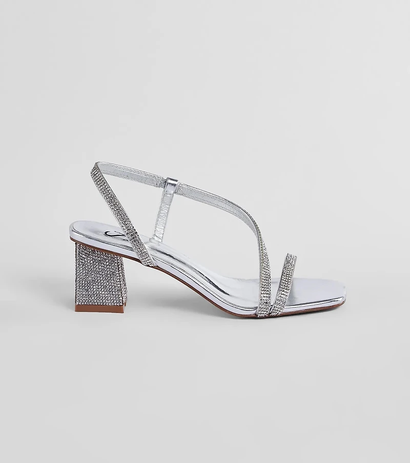 Step Out To Sparkle Satin Rhinestone Heels