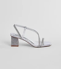 Step Out To Sparkle Satin Rhinestone Heels