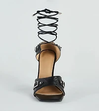 Strapped Edge Buckle Detail Stiletto Heels