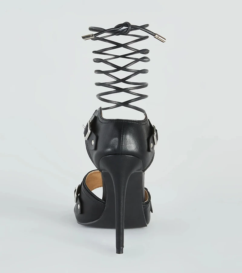 Strapped Edge Buckle Detail Stiletto Heels