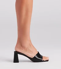 Step Style Square Toe Block Heel Mules