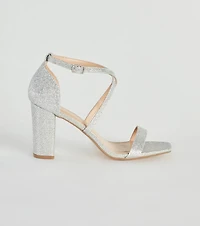About The Sparkle Glitter Mesh Block Heels