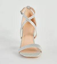 About The Sparkle Glitter Mesh Block Heels