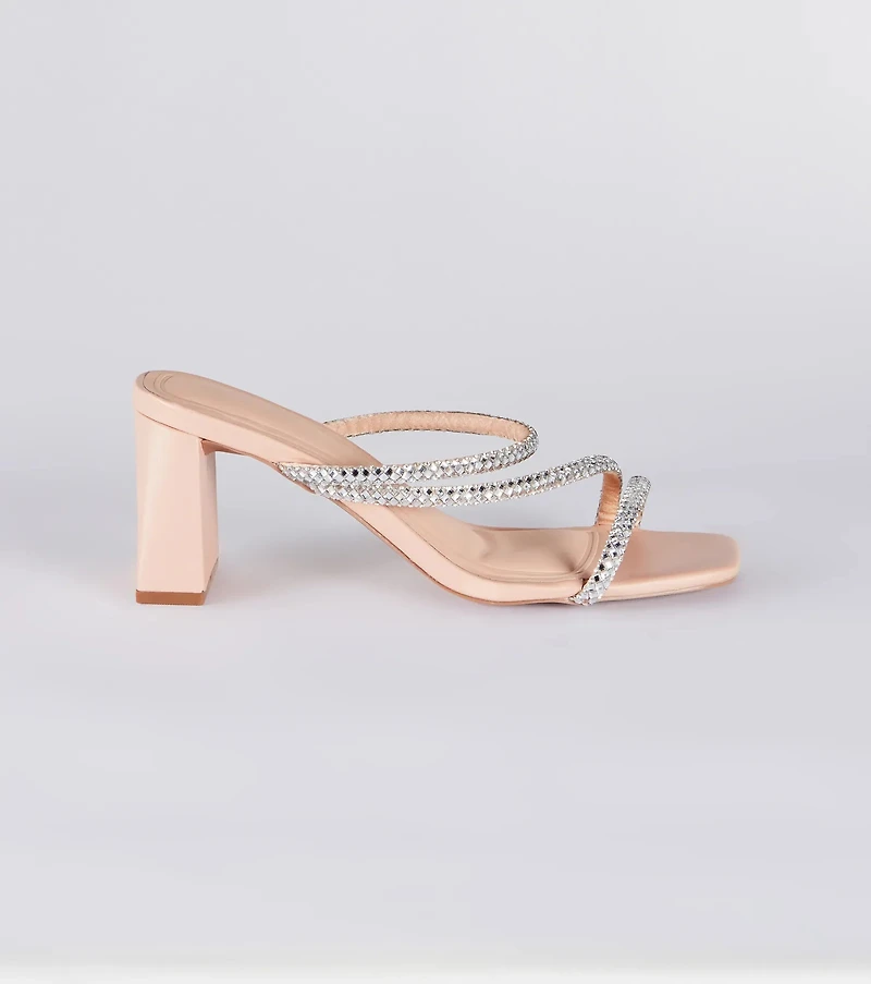 Step Out Sparkle Rhinestone Low-Heel Mules