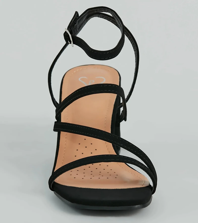 Simply Slay Strappy Nubuck Block Heels