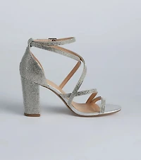 Feeling Like A Diva Rhinestone Block Heels