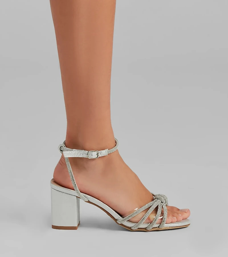 Dancing Shoes Rhinestone Short Block Heels