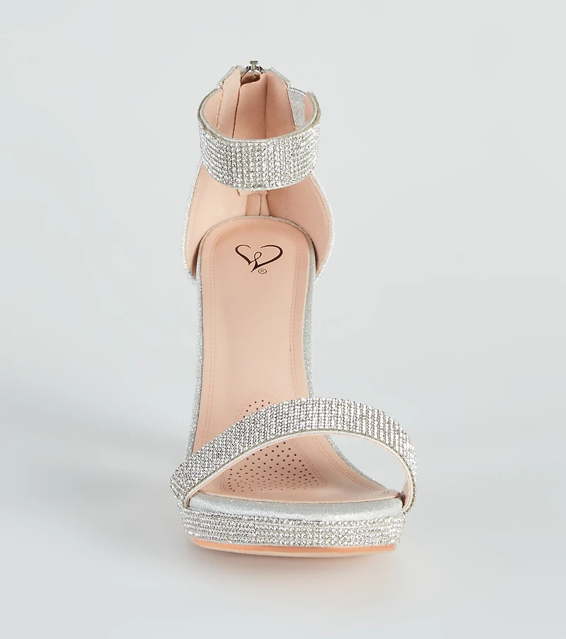 Oh My Shine Rhinestone Block Heels