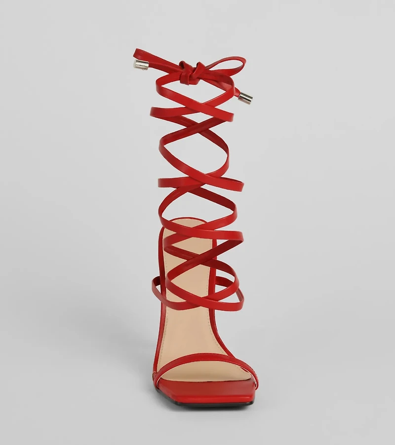 Treat Yourself Lace-Up Stiletto Heels