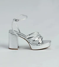 All My Shine Metallic Strappy Platform Heels
