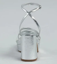All My Shine Metallic Strappy Platform Heels