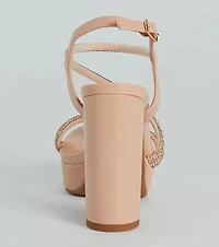 Glam Drama Rhinestone Strappy Platform Heels