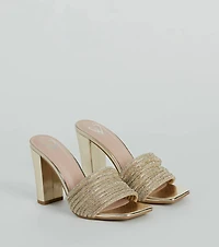 Glam Radiance Rhinestone Strap Metallic Mules