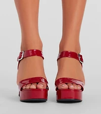High Fashion Patent Platform Block Heels