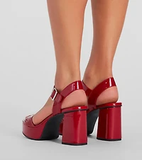 High Fashion Patent Platform Block Heels