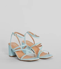 Style Icon Strappy Faux Leather Short Block Heels
