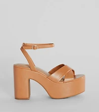 Perfect Style Faux Leather Platform Block Heels