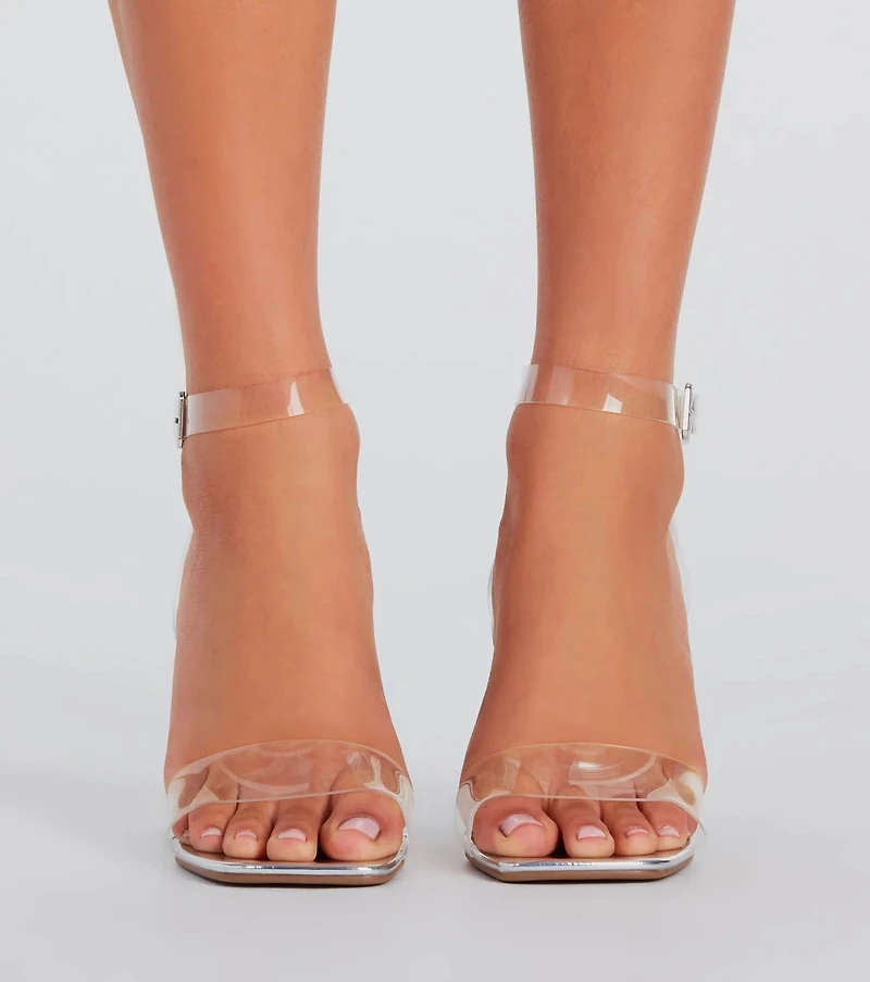 A Clear Favorite PVC Metallic Block Heels