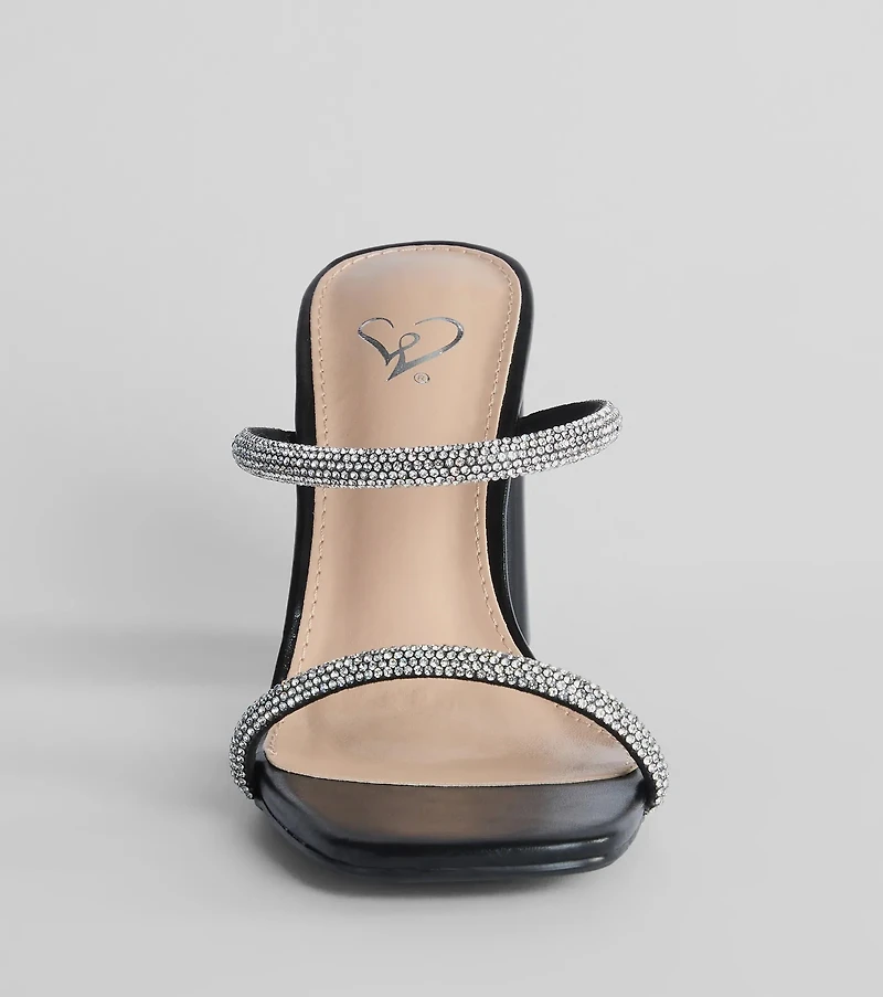 Sparkly Staple Rhinestone Mules