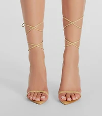 Made To Slay Lace-Up Croc Faux Leather Heels