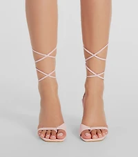 Perfect Flirt Lace-Up Heeled Thong Sandals