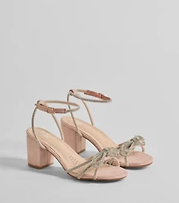 Shine The Spotlight Rhinestone Bow Block Heels