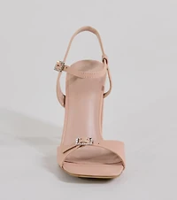 Midnight Glam Rhinestone Buckle Patent Block Heels