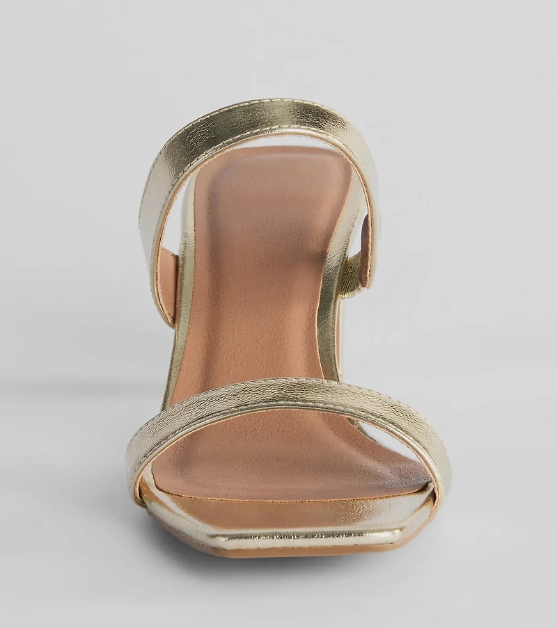 Retro Treasure Strappy Metallic Block Heels