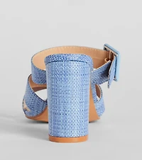 Seaside Vacay Criss Cross Straw Block Heels