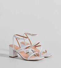 Style Icon Strappy Faux Leather Short Block Heels