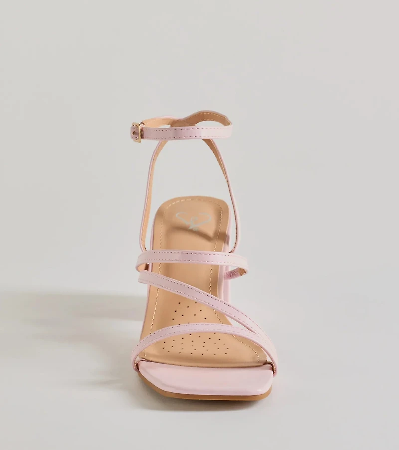 Style Icon Strappy Faux Leather Short Block Heels