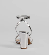 Pretty Metallic Basic Block Heels