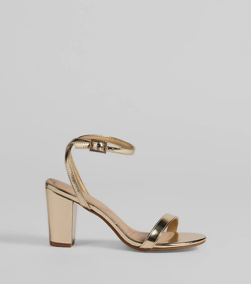 Pretty Metallic Basic Block Heels