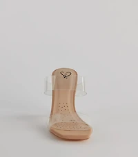 Clearly On Trend PVC Strap Lucite Block Heels