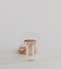 Clearly On Trend PVC Strap Lucite Block Heels