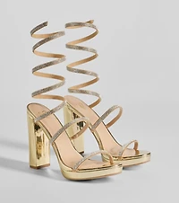 Fabulous Night Rhinestone Spiral Platform Heels