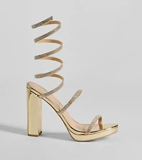Fabulous Night Rhinestone Spiral Platform Heels